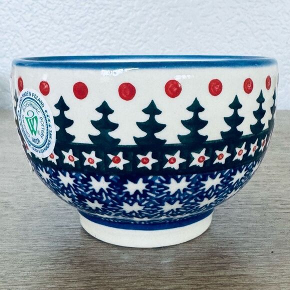 Boleslawiec Polish Pottery Christmas Trees Serving Bowl Dish - Picture 1 of 3